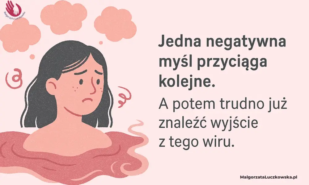 jak przestać się zamartwiać - grafika jak wyjść ze spirali czarnych myśli